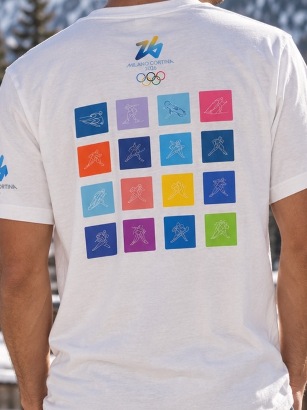Milano Cortina 2026 White Logo Short Sleeve T-Shirt - Picture 3 of 11